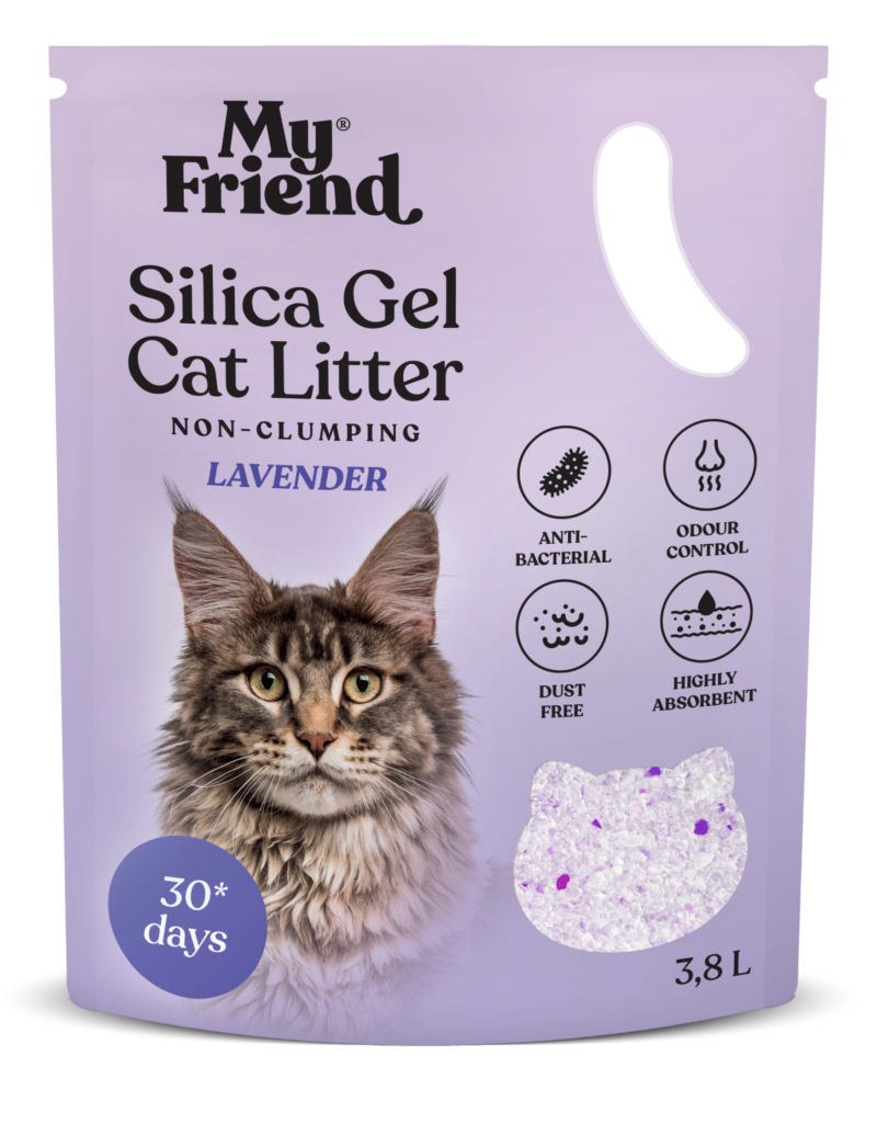 żwirek silikonowy dla kota My Friend lawendowy Silica cat litter